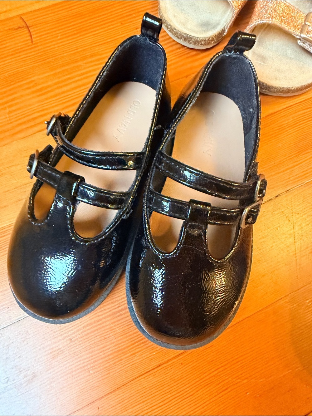 Cat & Jack Black Patent Double-Strap T-Strap Mary Janes